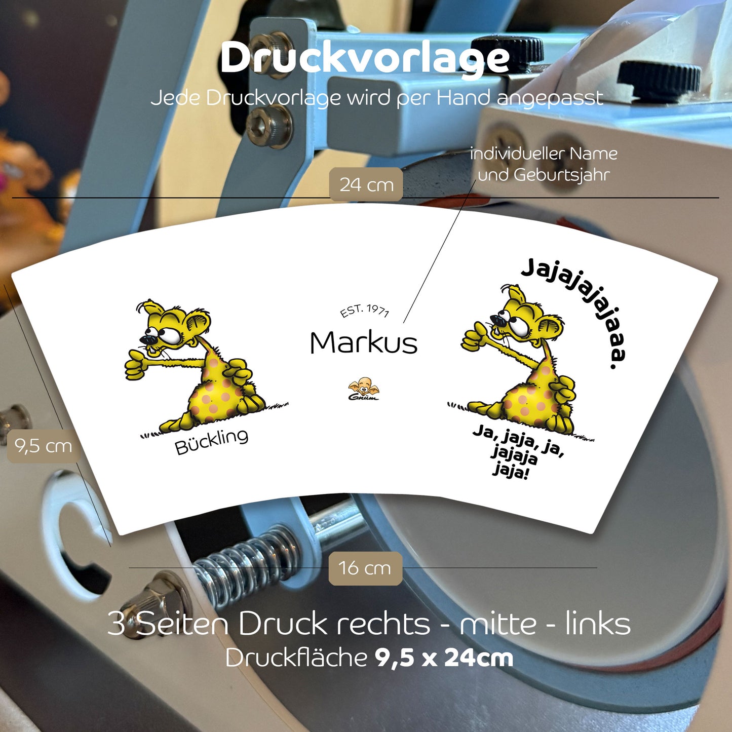 Gnümie Bückling Tasse 300ml personalisierbar