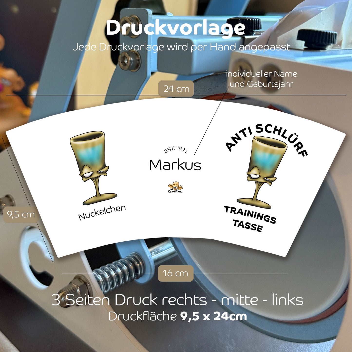 Gnümie Nuckelchen Tasse 300ml personalisierbar