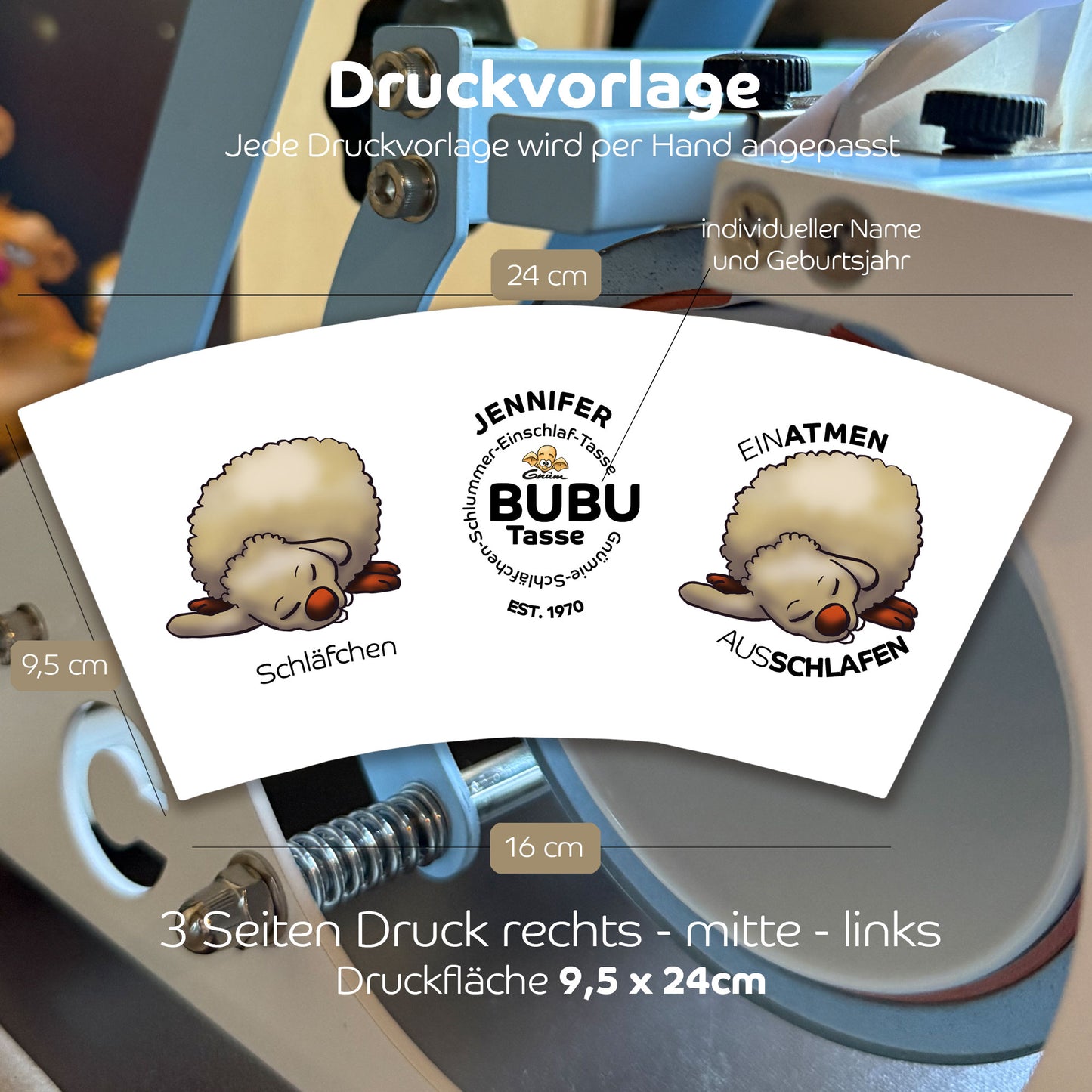 Gnümie Schläfchen Tasse 300ml personalisierbar