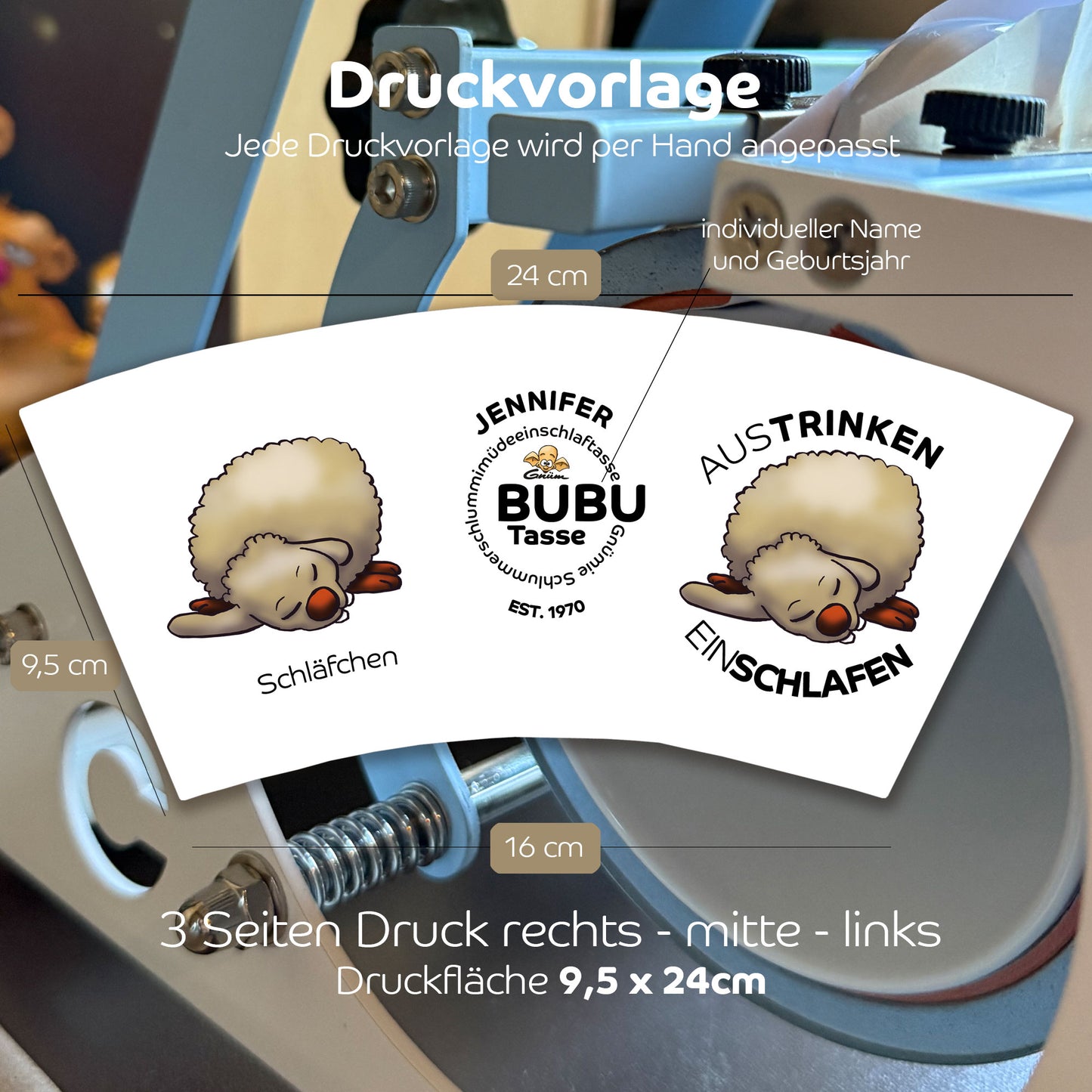 Gnümie Schläfchen3 Tasse 300ml personalisierbar