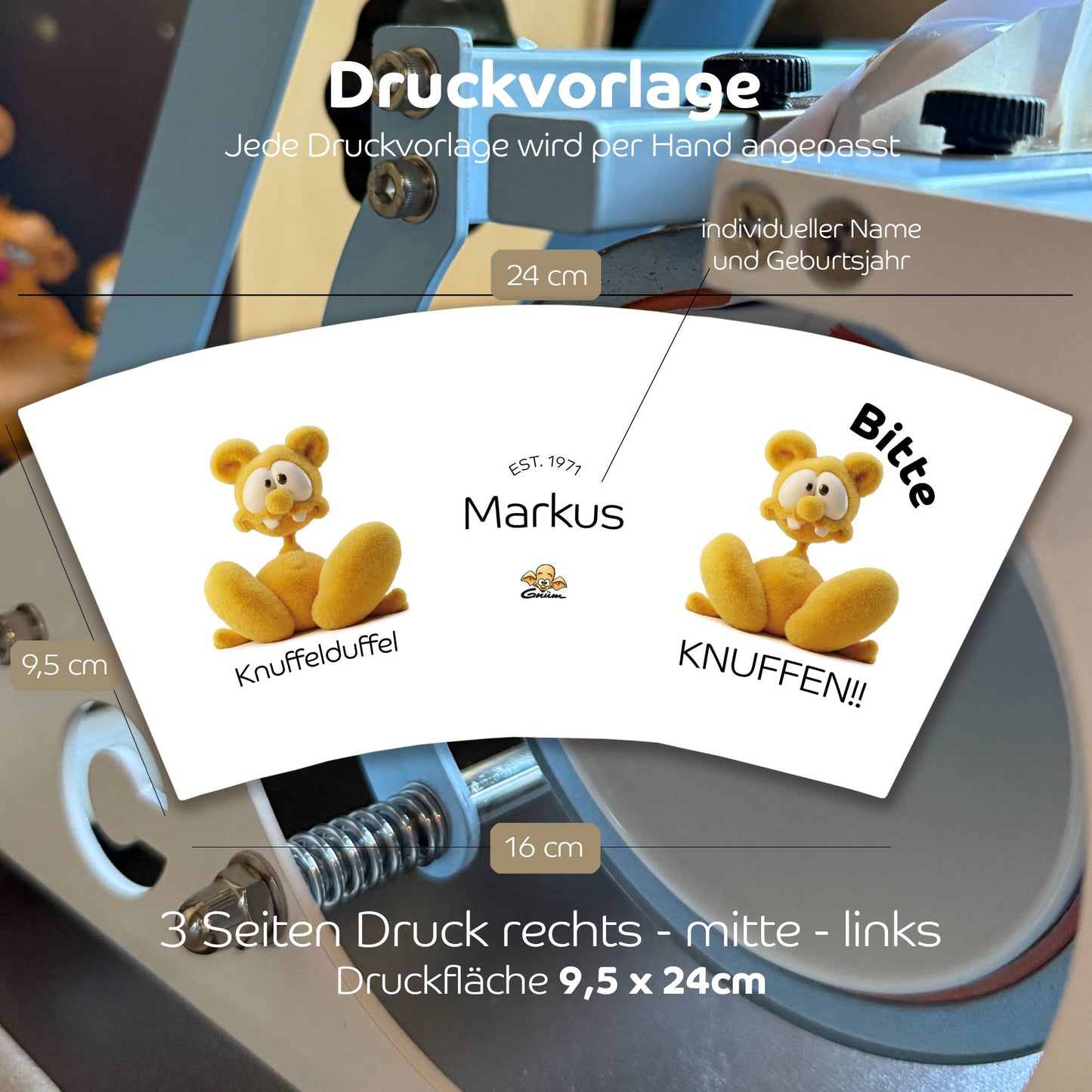 Gnümie Knuffelduffel 3D Tasse 300ml personalisierbar