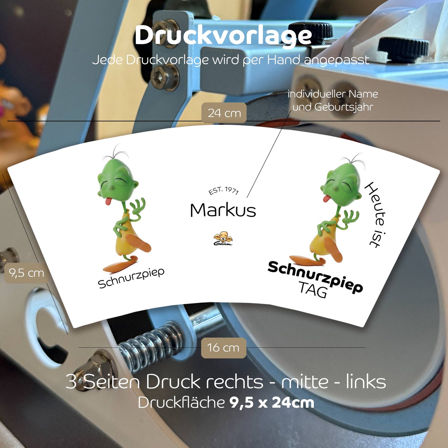 Gnümie Schnurzpiep 3D Tasse 300ml personalisierbar